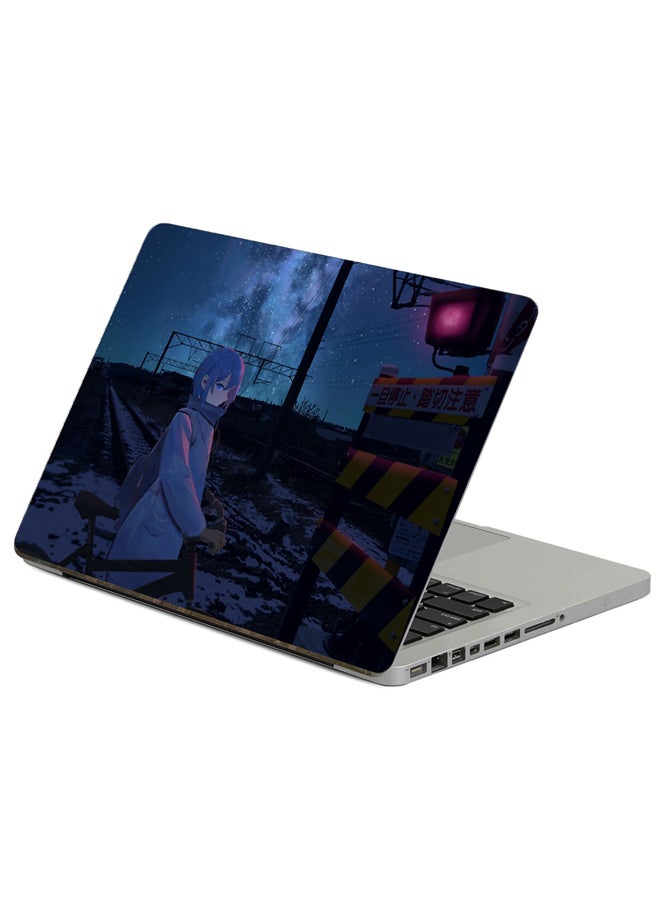 Fast Print Girl Bicycle Printed Laptop Sticker Multicolour