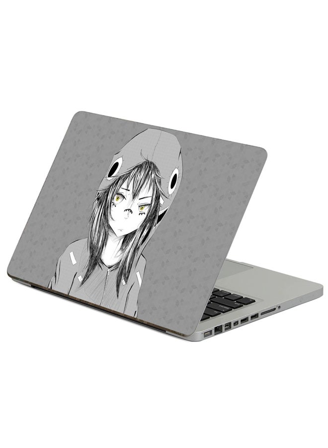 Anime Girl Printed Laptop Sticker Multicolour