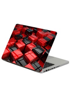 Cubes Red Printed Laptop Sticker Multicolour