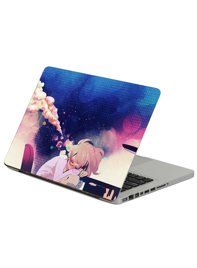 Girl Anime Printed Laptop Sticker 13.3 Inch Multicolor