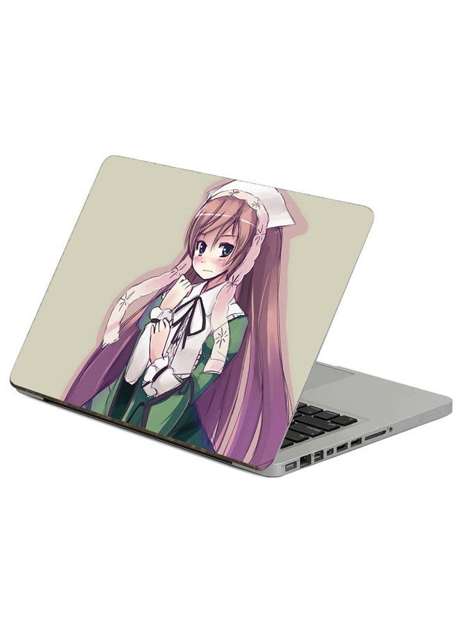 Anime Girl Printed Laptop Sticker 13.3 Inch Multicolor
