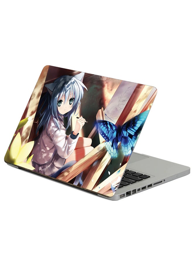 Fast Print Girl Ears Printed Laptop Sticker 13.3 Inch Multicolor