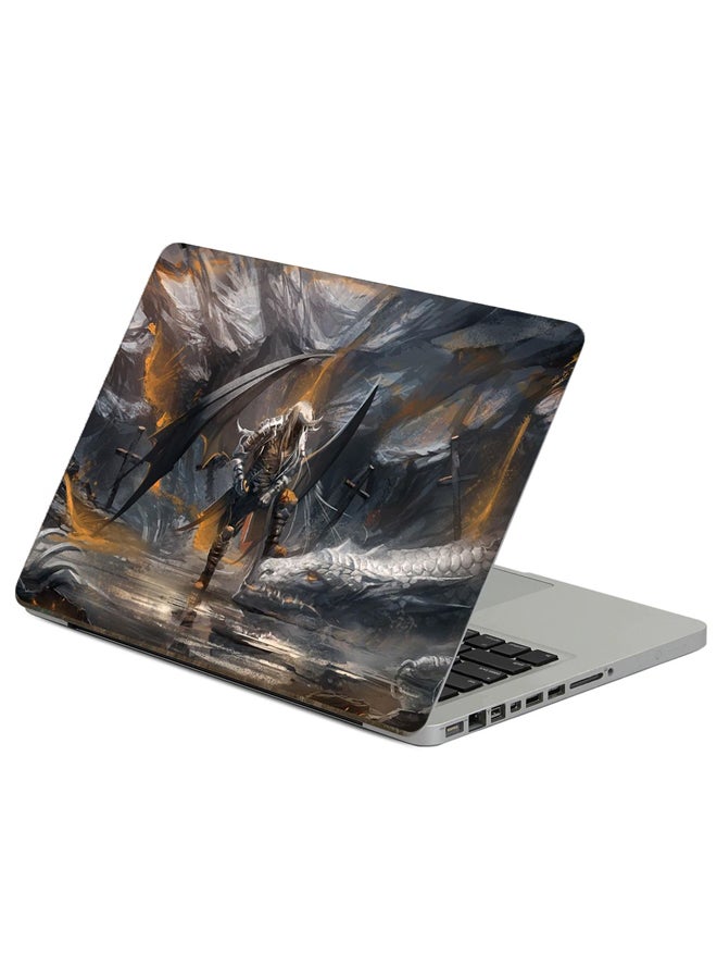 Demon Dragon Printed Laptop Sticker Multicolour