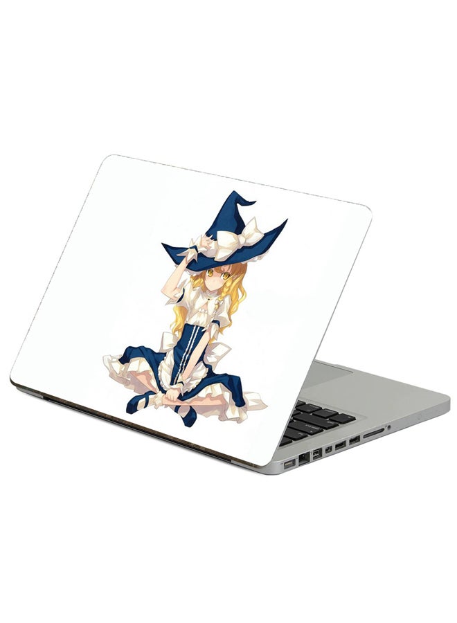 Girl Blond Printed Laptop Sticker Multicolour