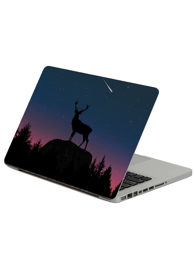 Deer Silhouette Printed Laptop Sticker 13.3 Inch Multicolor