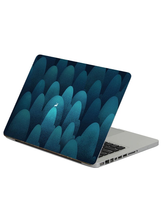 Deer Silhouette Printed Laptop Sticker 13.3 Inch Multicolor