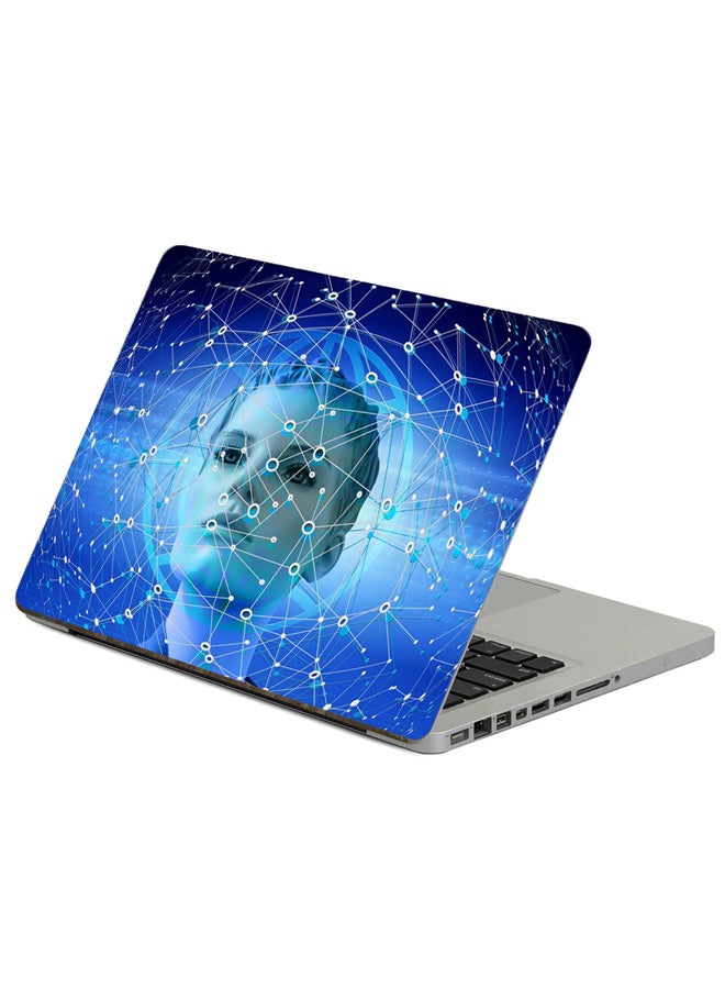 ملصق لابتوب بطبعة وجه وشبكة متصلة متعدد الألوان