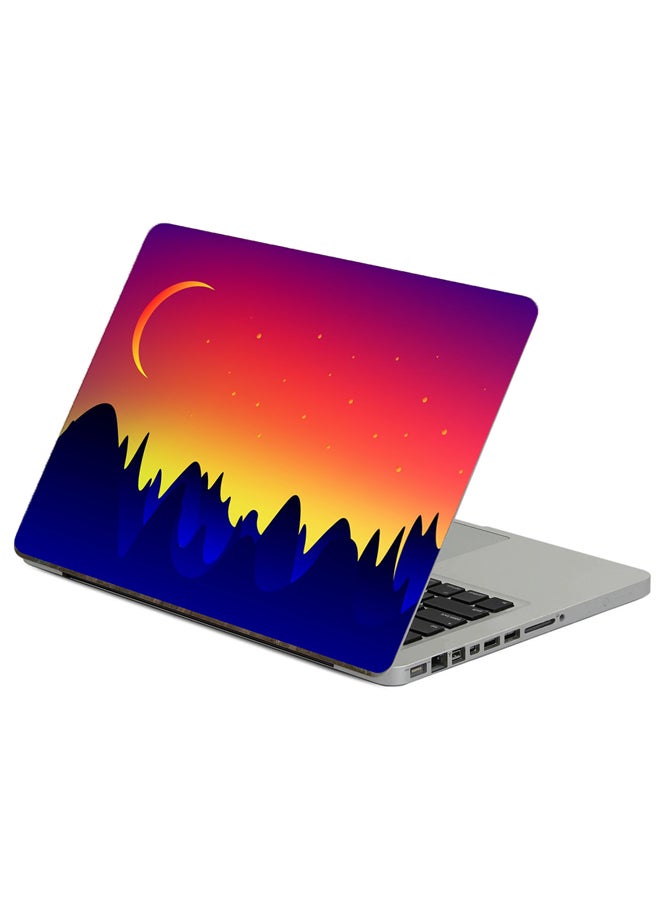 Fast Print Mountains Moon Printed Laptop Sticker 13.3 Inch Multicolor