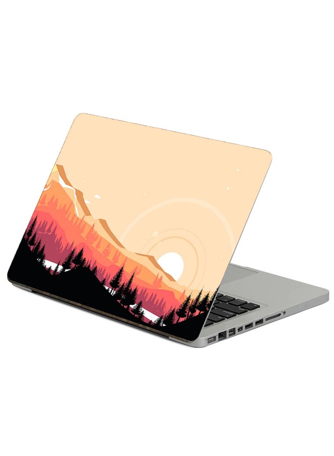 Fast Print Mountains Sunset Printed Laptop Sticker 13.3 Inch Multicolor