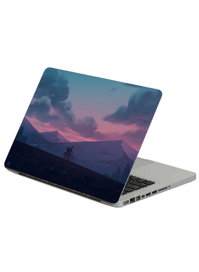 Fast Print Silhouettes Bike Printed Laptop Sticker Multicolor