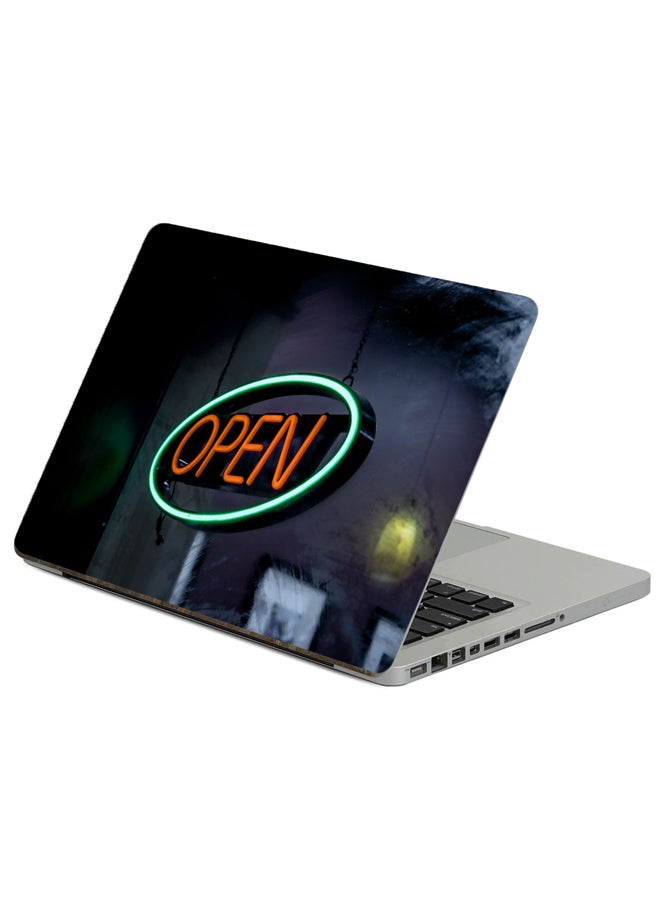 Open Sign Printed Laptop Sticker Multicolour