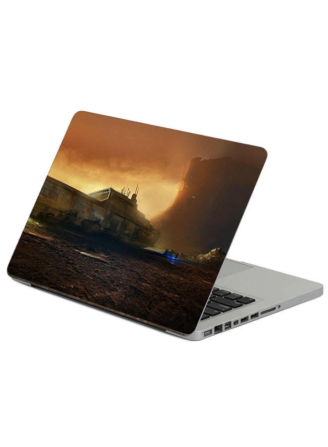 Ship Destruction Printed Laptop Sticker Multicolour