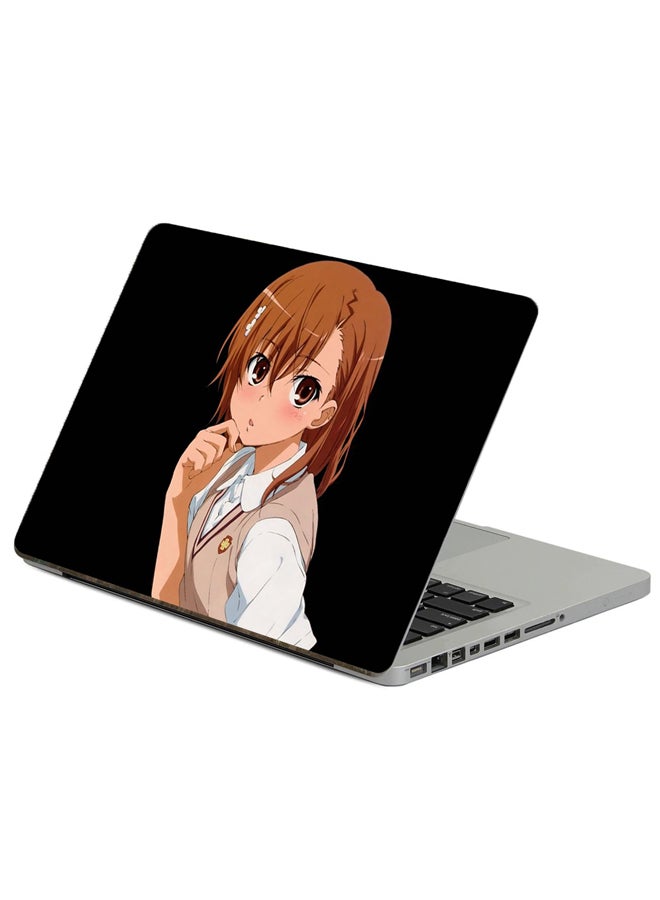 Fast Print Anime School Girl Printed Laptop Sticker Multicolour