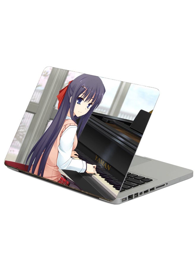 Girl Brunette Printed Laptop Sticker Multicolour