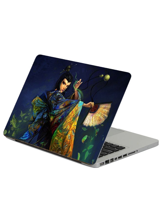 Girl Fan Printed Laptop Sticker Multicolour