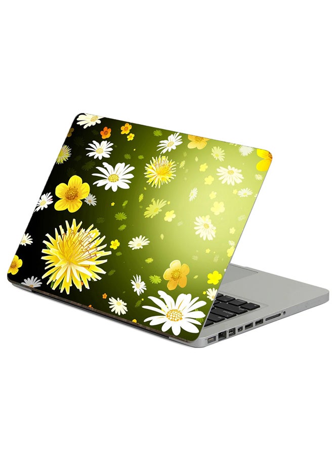 Fast Print Flowers Graphic Printed Laptop Sticker Multicolour 