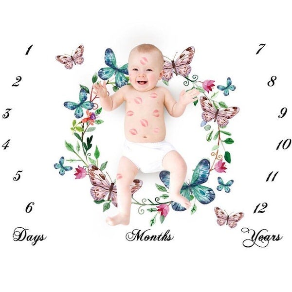 Baby Month Printed Soft Photography Prop Blanket - Image 5