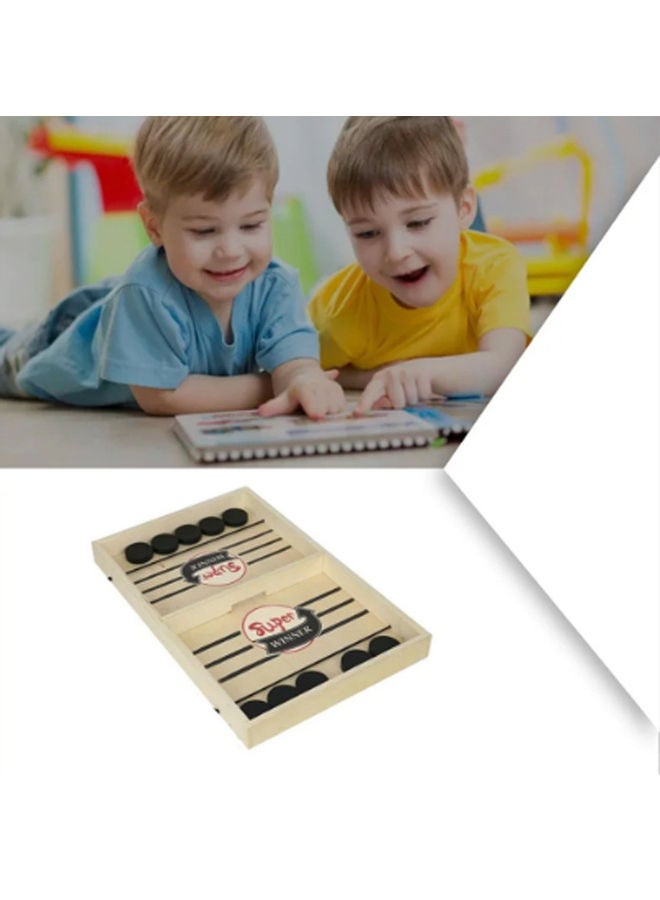 لعبة كرة الهوكي الهوائية المكتبية ولعبة هوكي كرة الثلج والهوكي الهوائية، منزلق خشبي ومصد الصدمات بينبول ولوح لعبة شطرنج المنجنيق  - Image 3