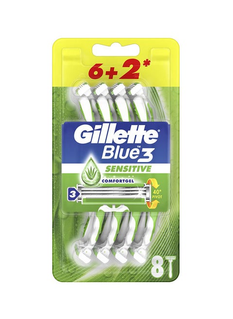 Blue3 Sensitive Disposable Razors 8Pieces Multicolor