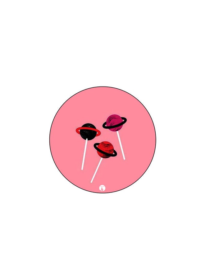 قاعدة ماوس عليها رسومات مطبوعة وردي/أسود