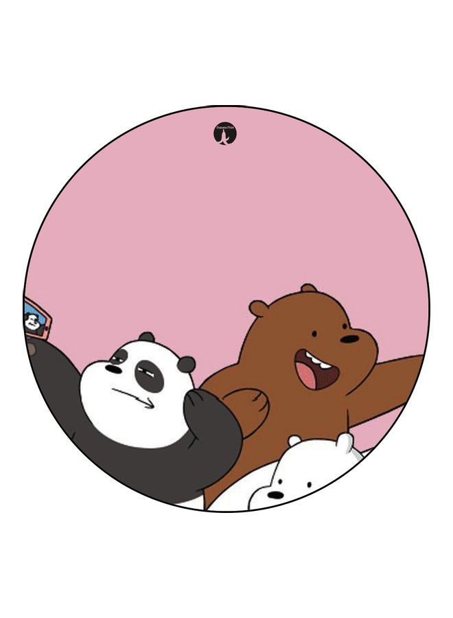 بي بي لوحة ماوس مزينة بطبعة وردي/ أبيض/ بني