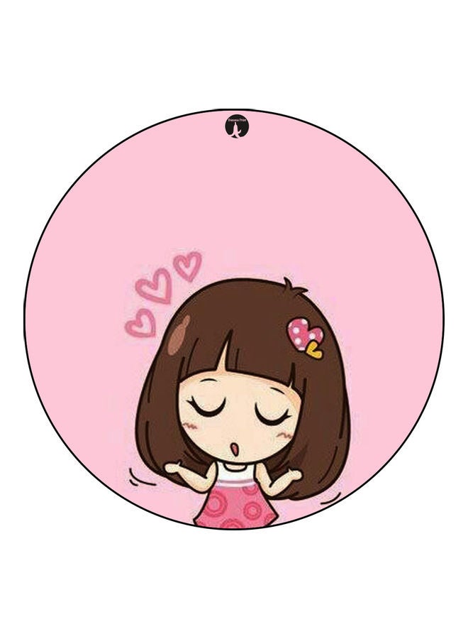 بي بي لوحة ماوس مزينة بطبعة وردي/بني/ بيج