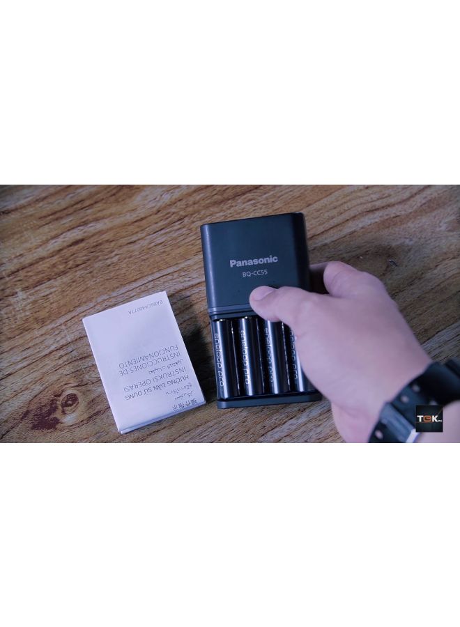 Panasonic - 2550.0 mAh Eneloop Pro Rechargeable AA Ni-MH Batteries With Charger Black - Image 1