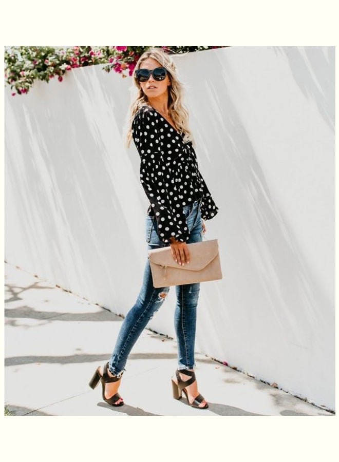 Polka Dot Printed Top Blouse Black/White  - Image 2