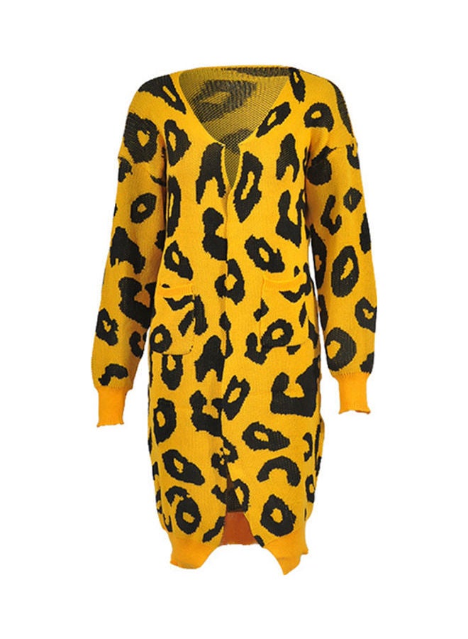 Leopard Design Cardigan Yellow/Black  - Image 1