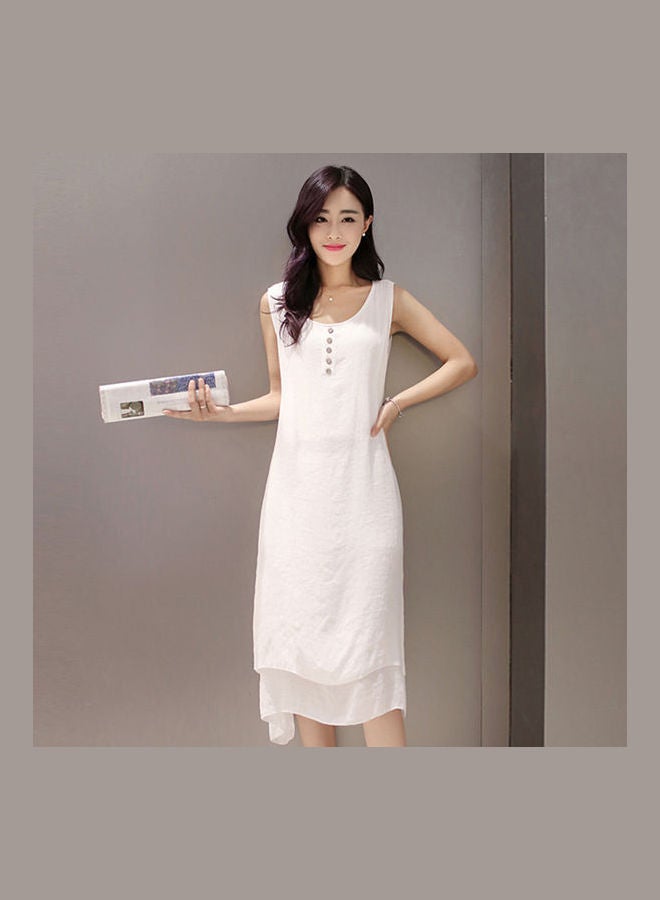 Solid Dress With Jacket Grey/White  - Image 4