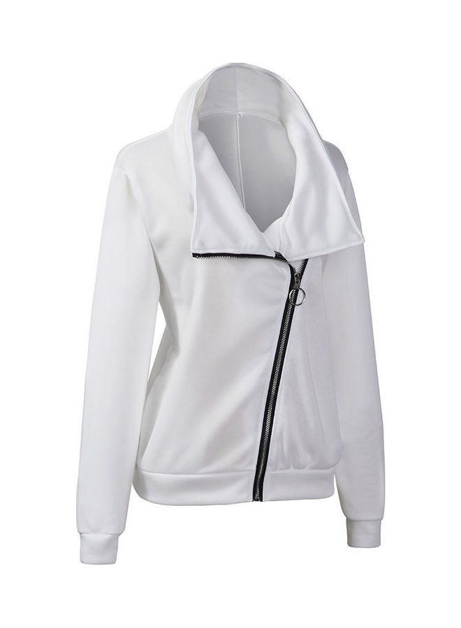 Solid Zipper Jacket White - Image 2
