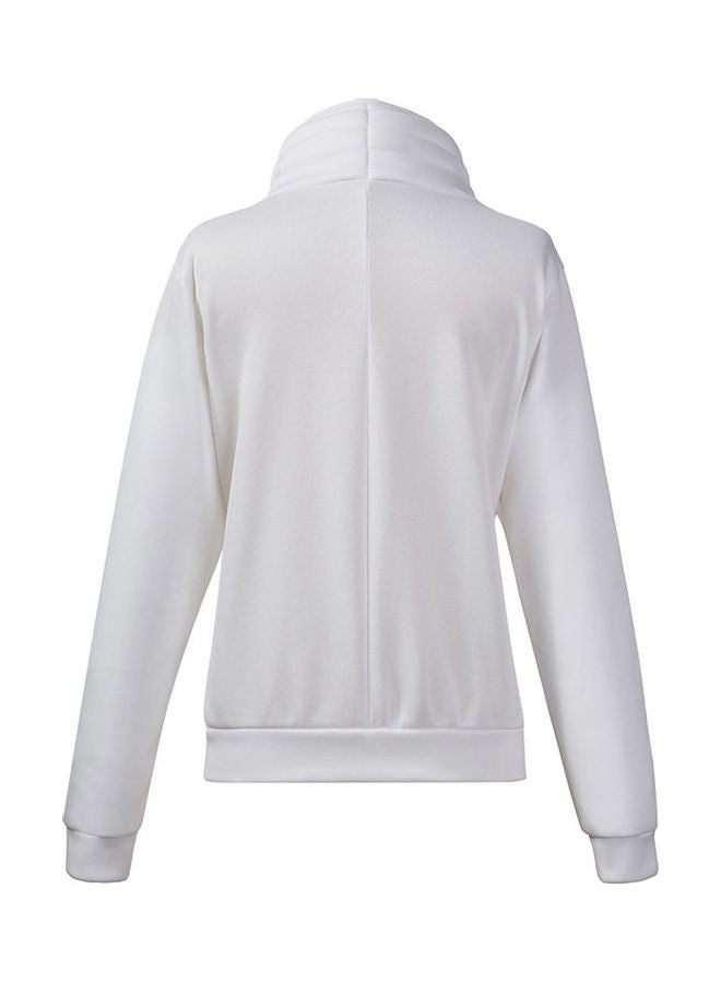 Solid Zipper Jacket White - Image 3