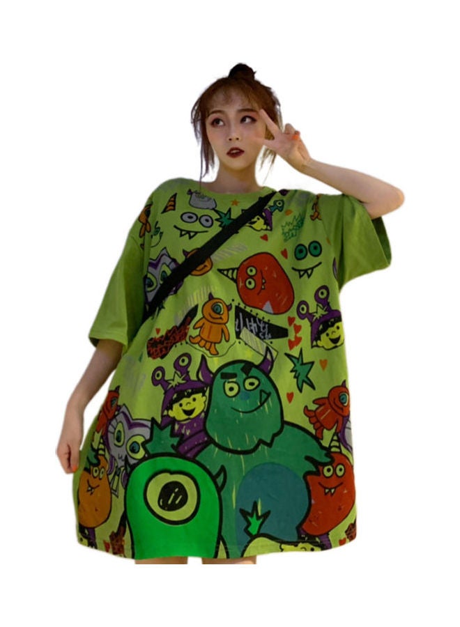 Cartoon Printed T-Shirt Green/Red/Black  - Image 1