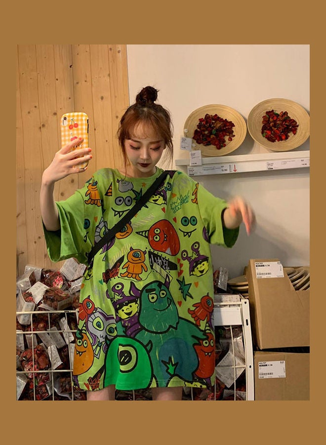 Cartoon Printed T-Shirt Green/Red/Black  - Image 3