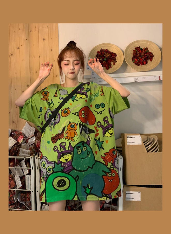 Cartoon Printed T-Shirt Green/Red/Black  - Image 5