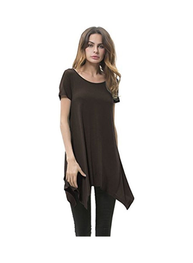 Solid Pattern Tunic Brown