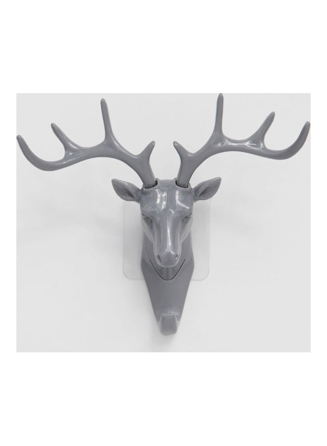 fashionhome Deer Head With Antler Adhesive Hook Grey 18.5x17cm  - Image 1