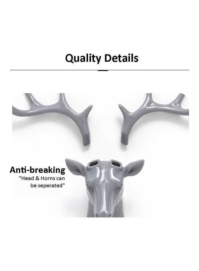 fashionhome Deer Head With Antler Adhesive Hook Grey 18.5x17cm  - Image 5