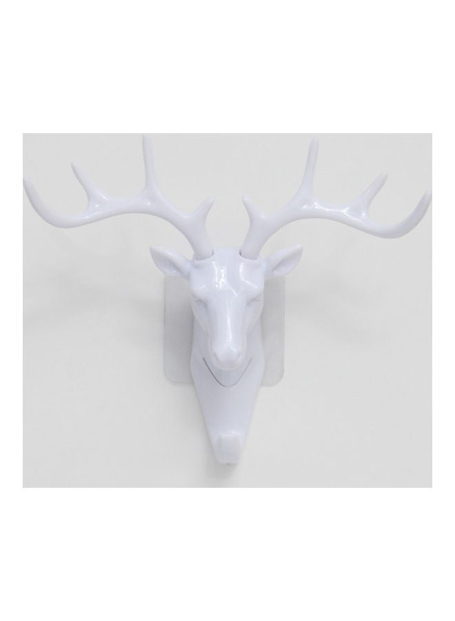 fashionhome Deer Head With Antler Adhesive Hook White 18.5x17cm  - Image 1