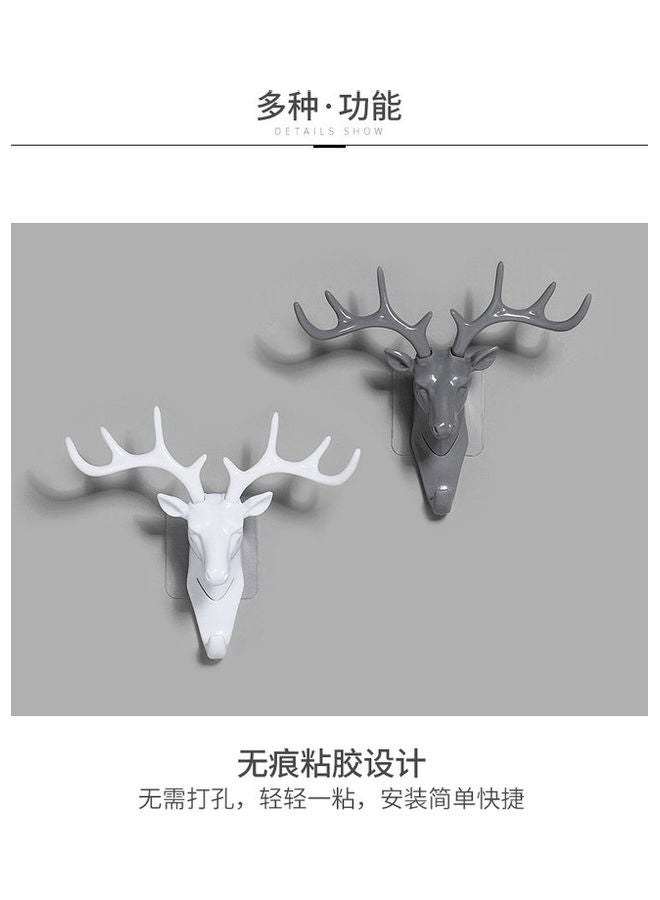 fashionhome Deer Head With Antler Adhesive Hook White 18.5x17cm  - Image 3