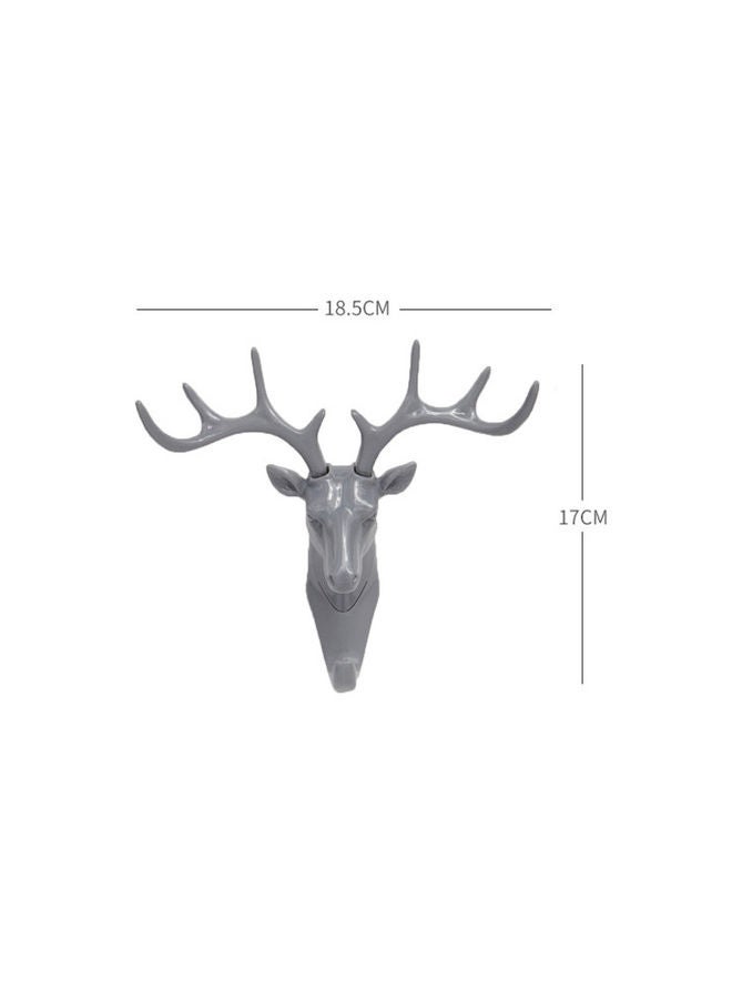 fashionhome Deer Head With Antler Adhesive Hook Grey 18.5x17cm  - Image 2