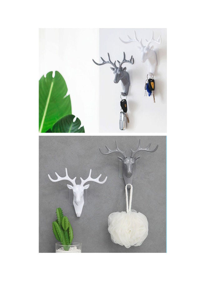 fashionhome Deer Head With Antler Adhesive Hook White 18.5x17cm  - Image 4