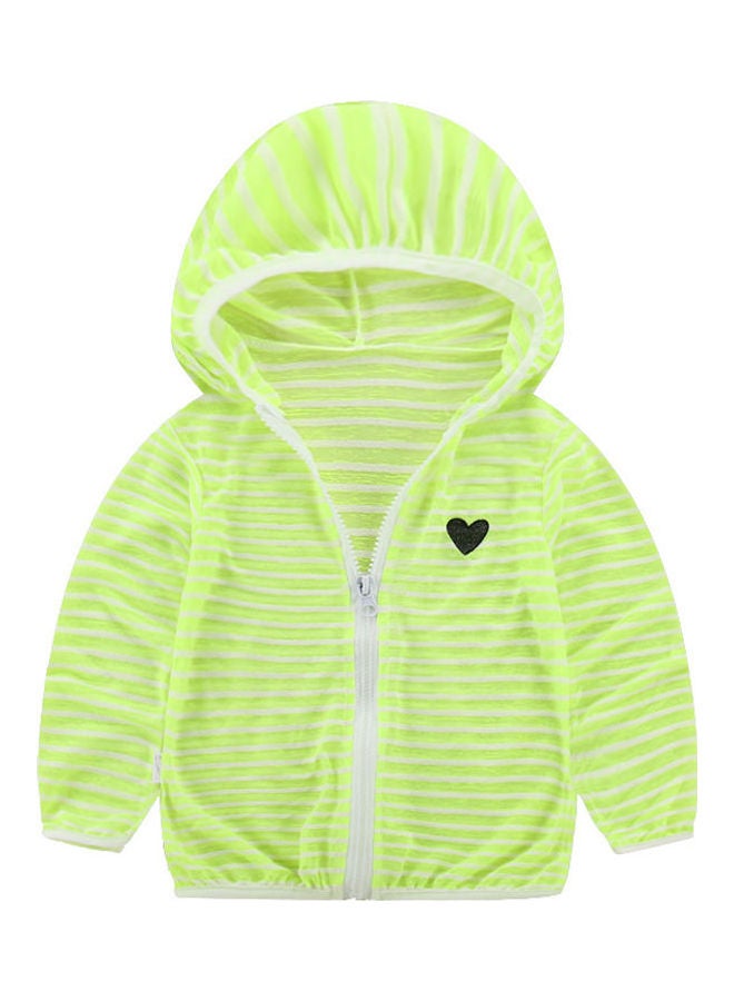 Summer Sun Protection Hooded Stripe Sweatshirt Green - Image 1