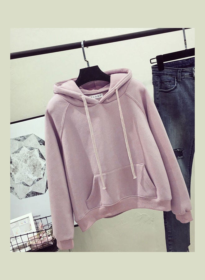 Velvet Thickening Hooded Sweater Women Lotus Colour  - Image 1