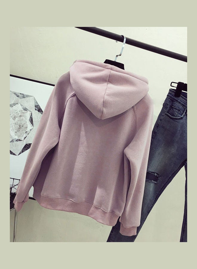 Velvet Thickening Hooded Sweater Women Lotus Colour  - Image 2