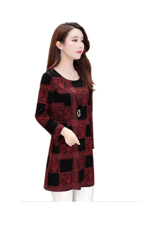 Long Sleeve Age Reduction Dress Red - Image 1
