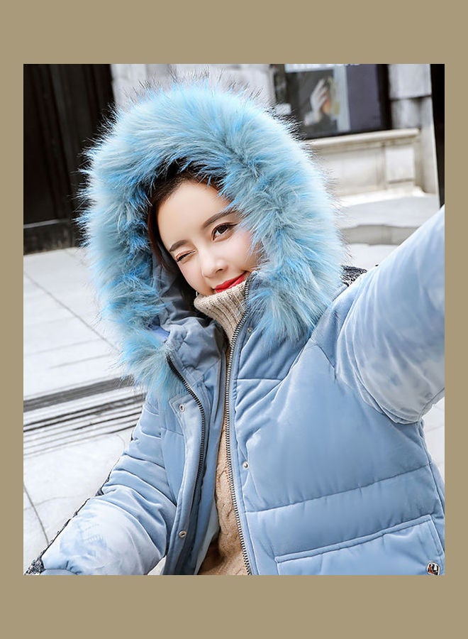 Casual Long Sleeve Jacket Blue - Image 2