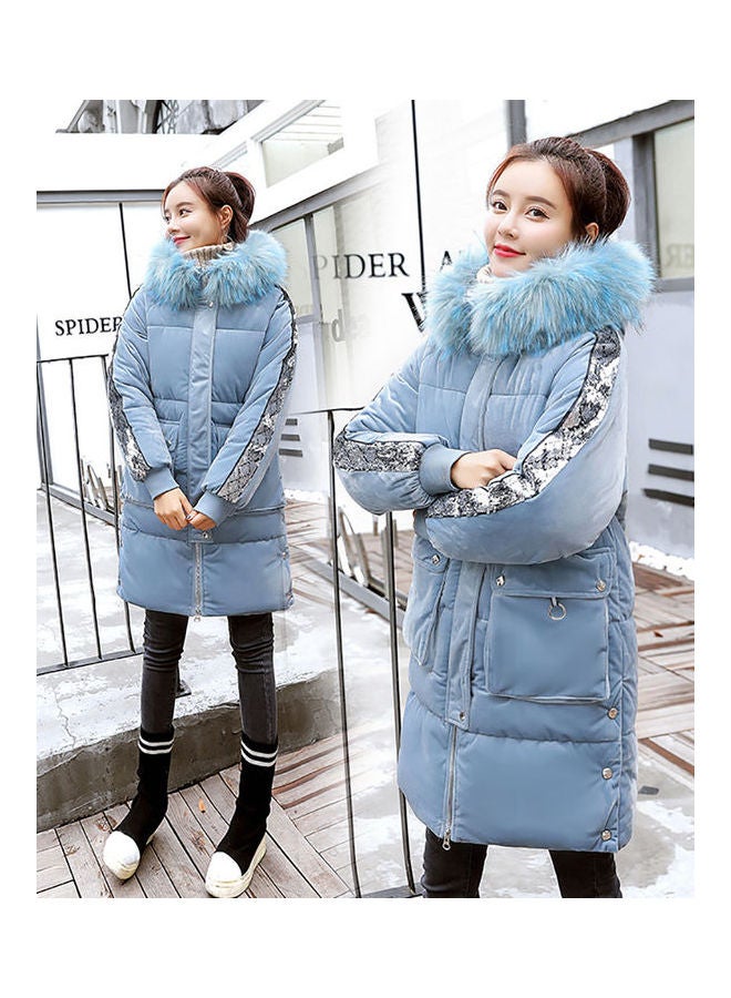 Casual Long Sleeve Jacket Blue - Image 3