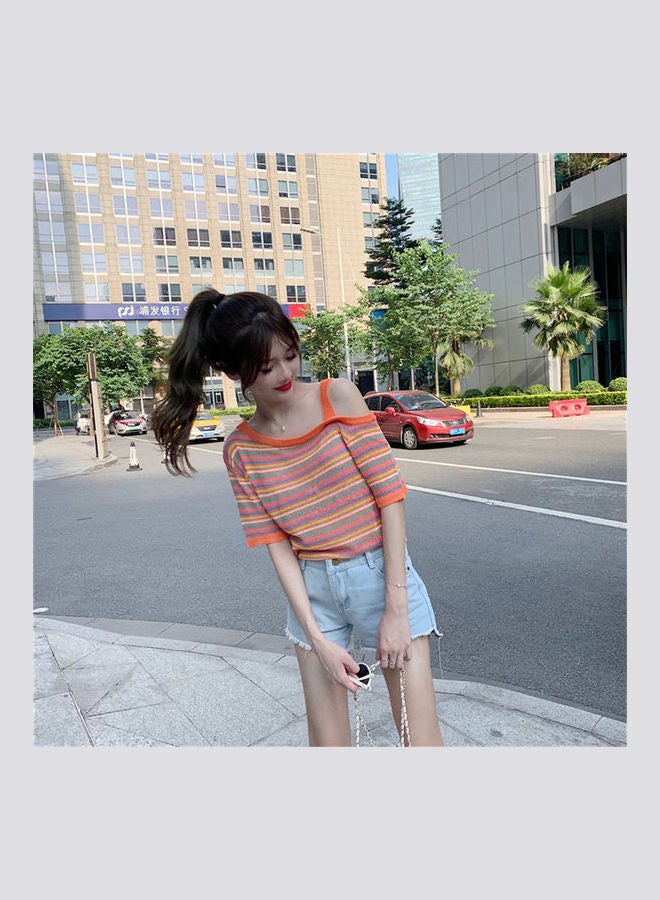 Rainbow Stripe Tops Orange - Image 3