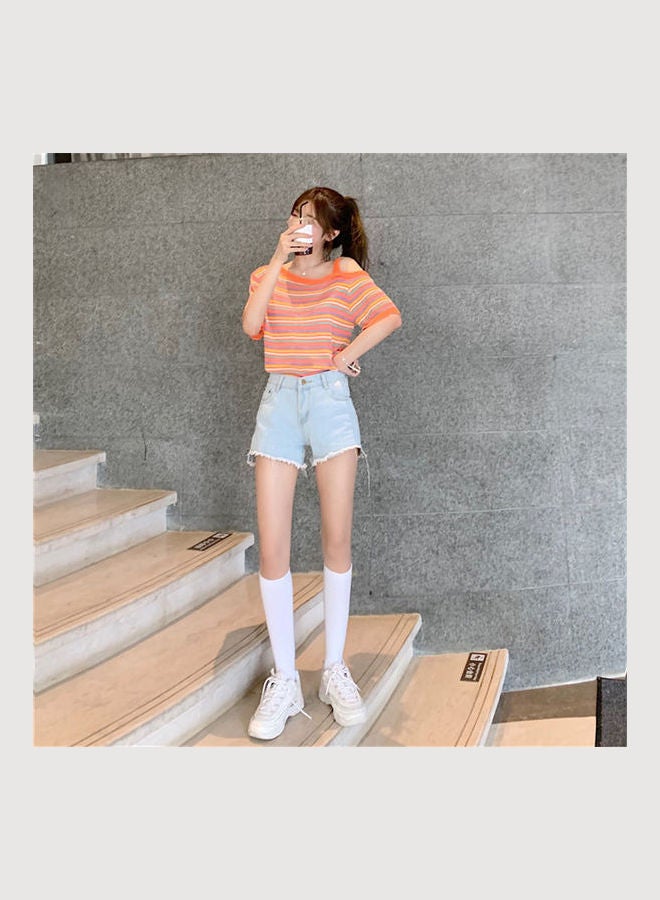Rainbow Stripe Tops Orange - Image 5